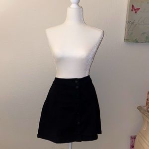 Black All Button Up Juniors Pencil Skirt